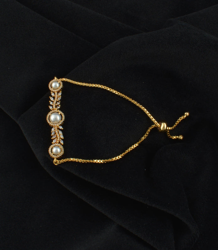 Gold Plated Pearl Opulent Bolo Bracelet