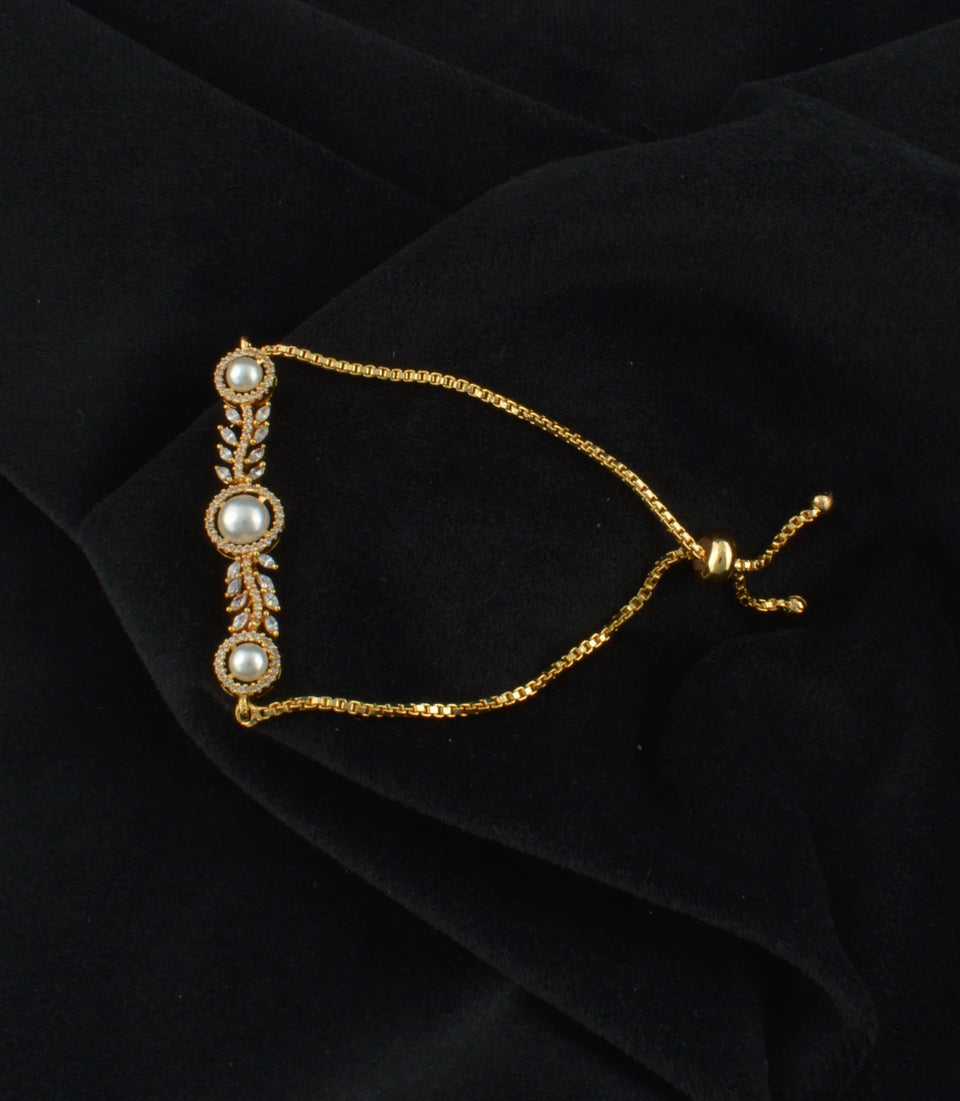 Gold Plated Pearl Opulent Bolo Bracelet