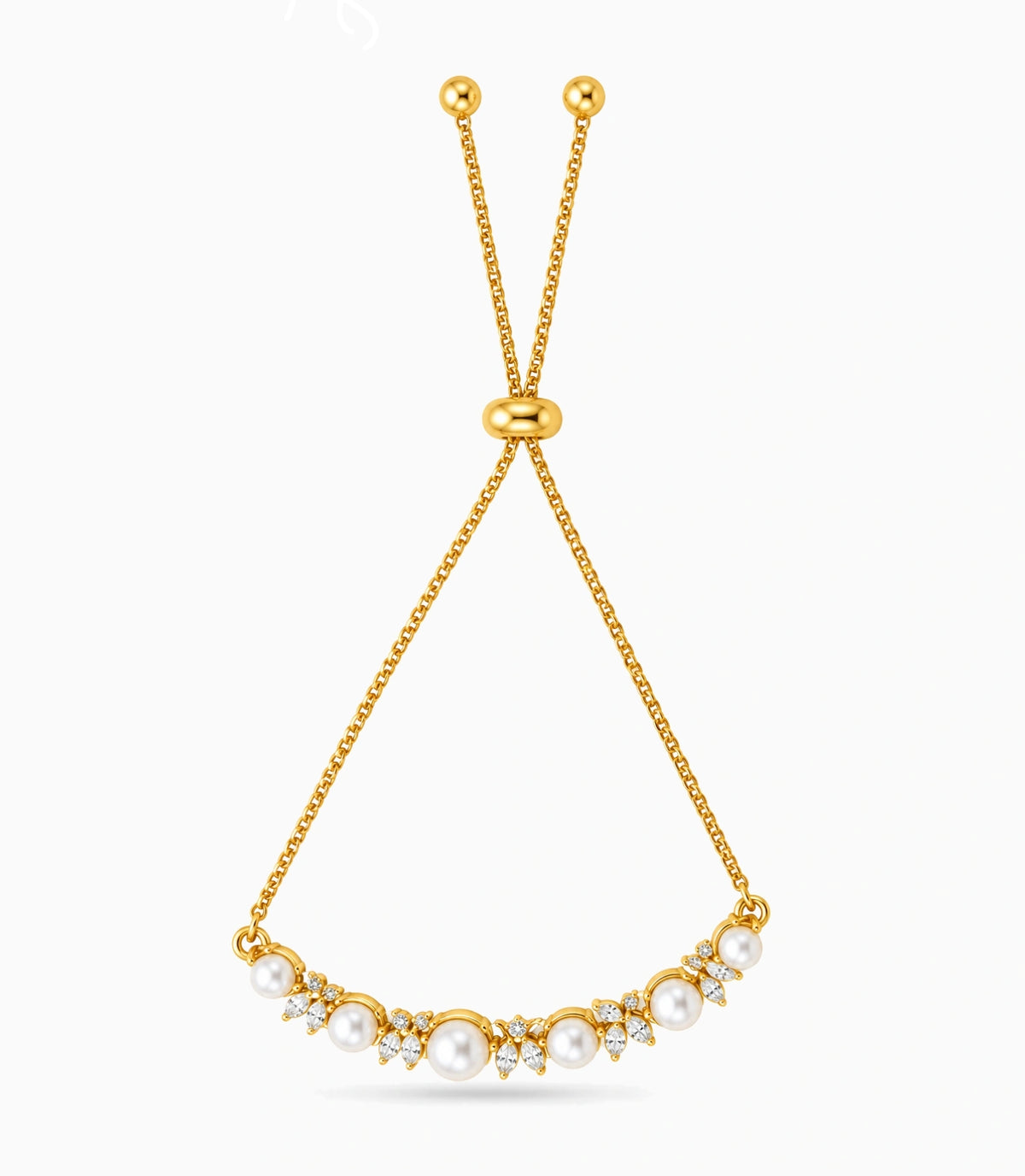 Gold Plated Pearl Charm Bolo Bracelet