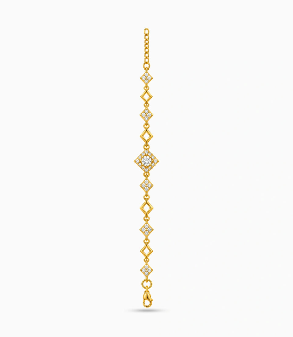 Gold Plated Sparkling Chain Bracelet