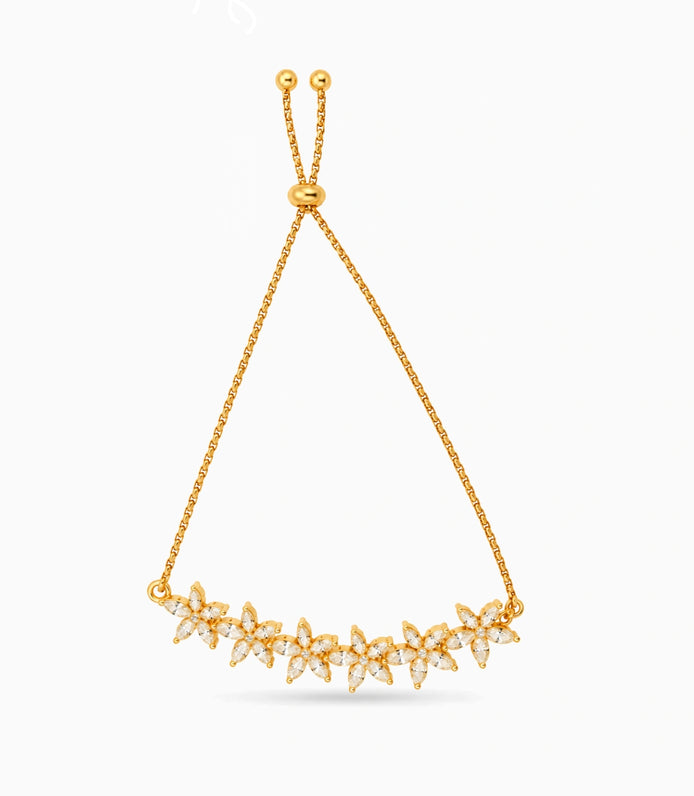 Gold Plated Starlit Floral Bolo Bracelet