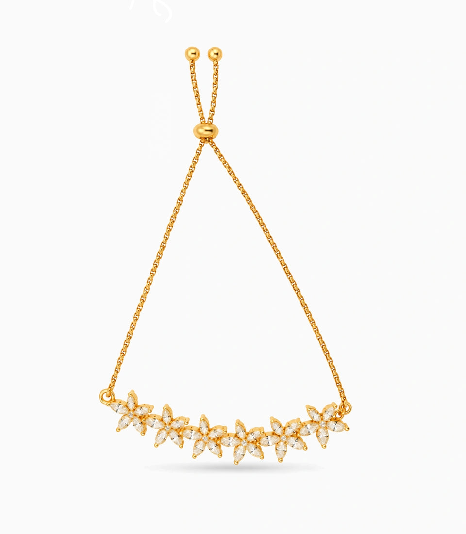Gold Plated Starlit Floral Bolo Bracelet