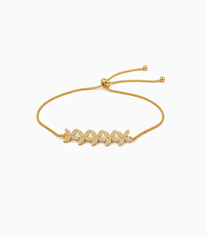 Gold Plated Floral Bolo Bracelet