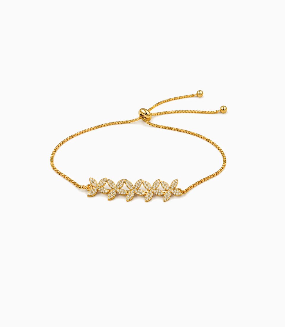Gold Plated Floral Bolo Bracelet