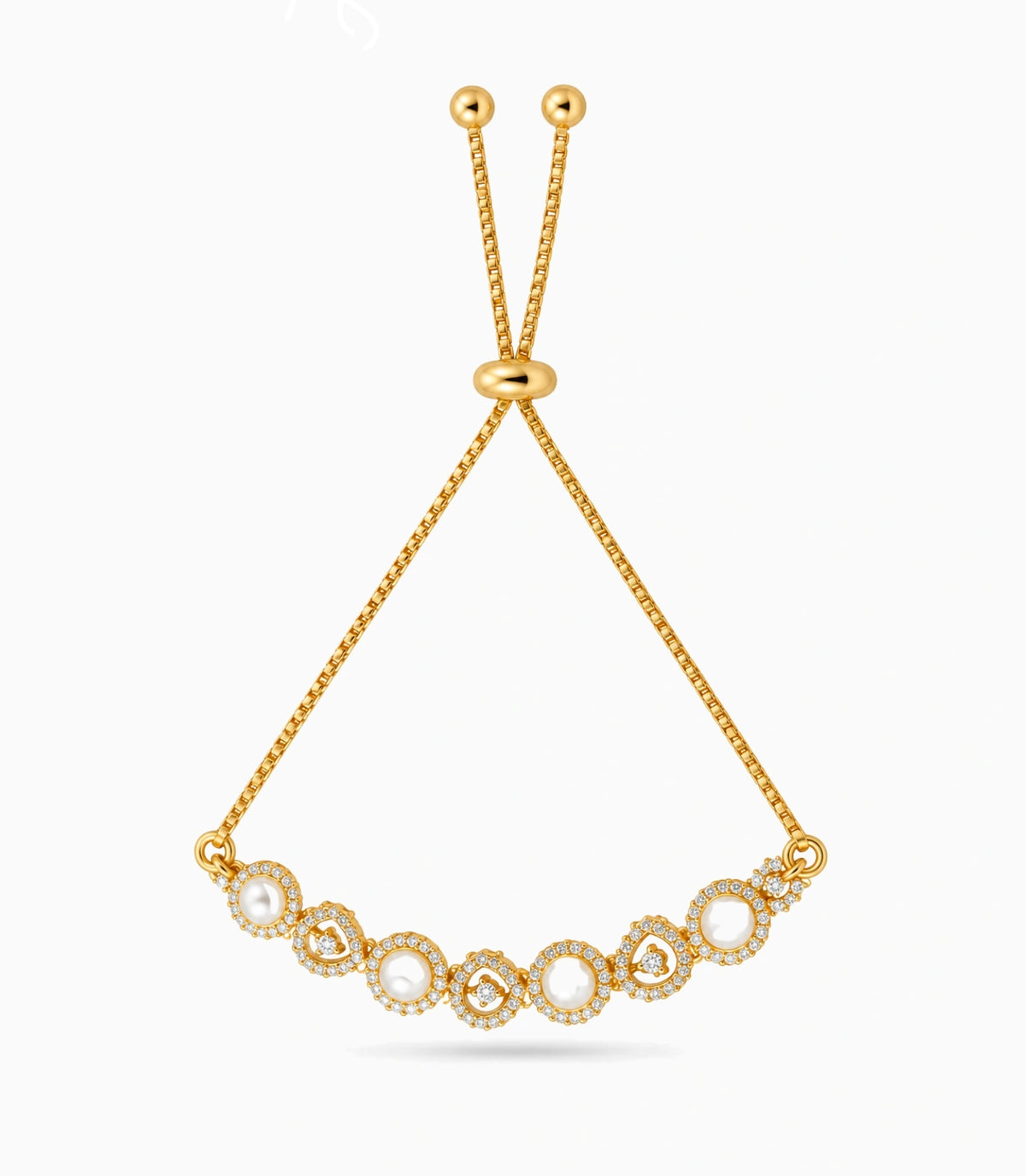 Gold Plated Pearl Glimmer Bolo Bracelet
