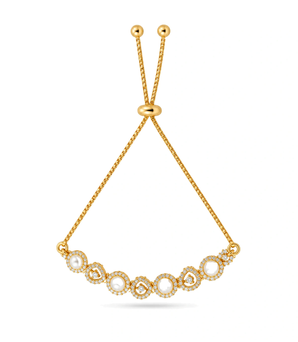 Gold Plated Pearl Glimmer Bolo Bracelet