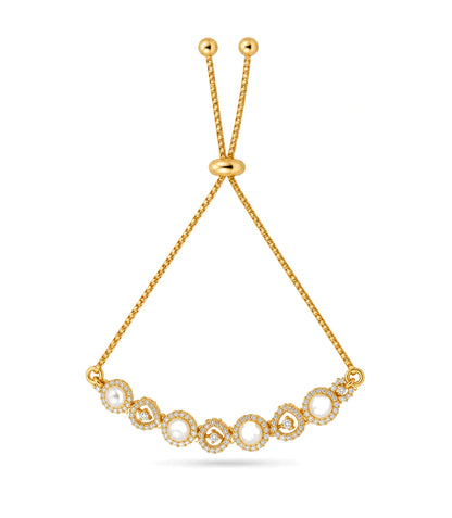Gold Plated Pearl Glimmer Bolo Bracelet