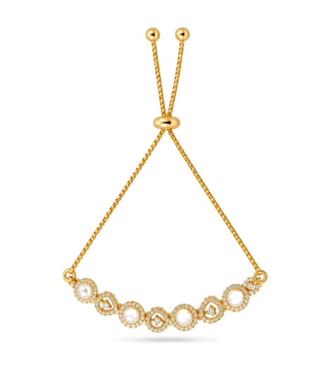 Gold Plated Pearl Glimmer Bolo Bracelet