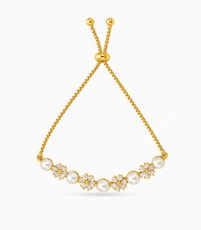 Gold Plated Pearl Dreamy Bolo Bracelet