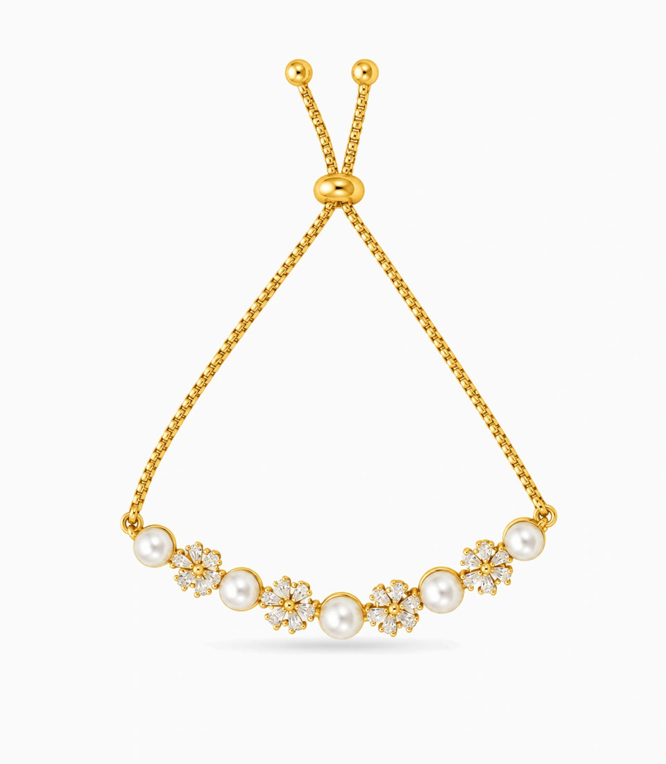 Gold Plated Pearl Dreamy Bolo Bracelet