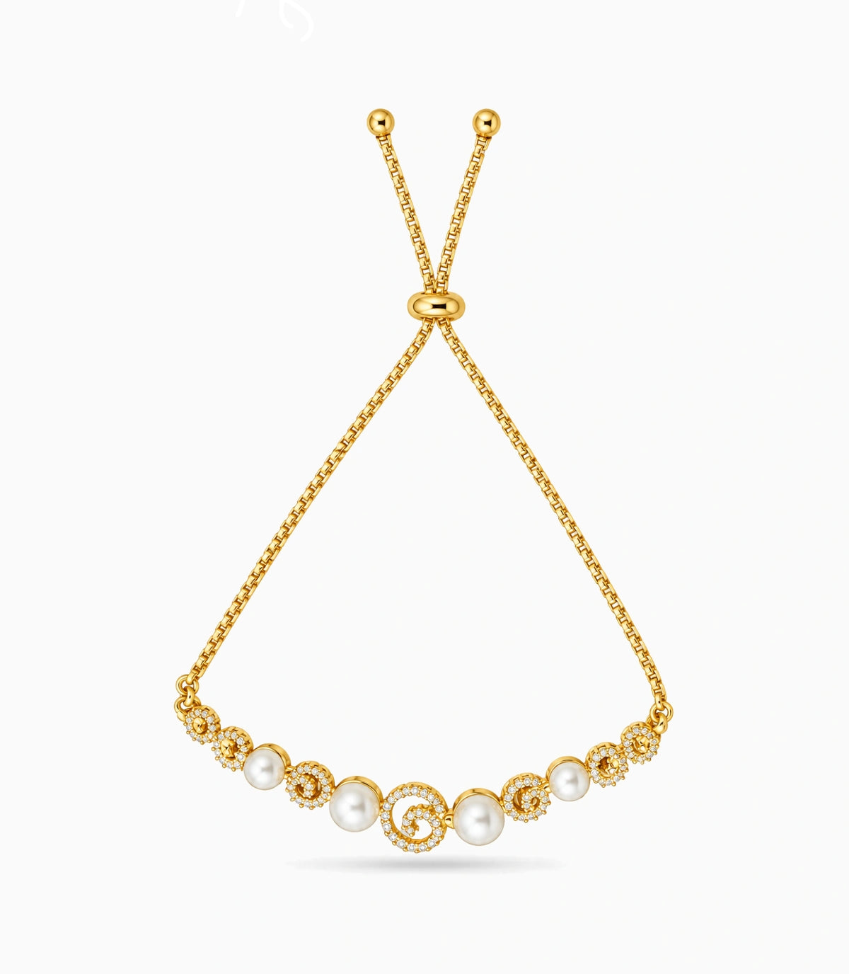 Gold Plated Pearl Lovely Bolo Bracelet