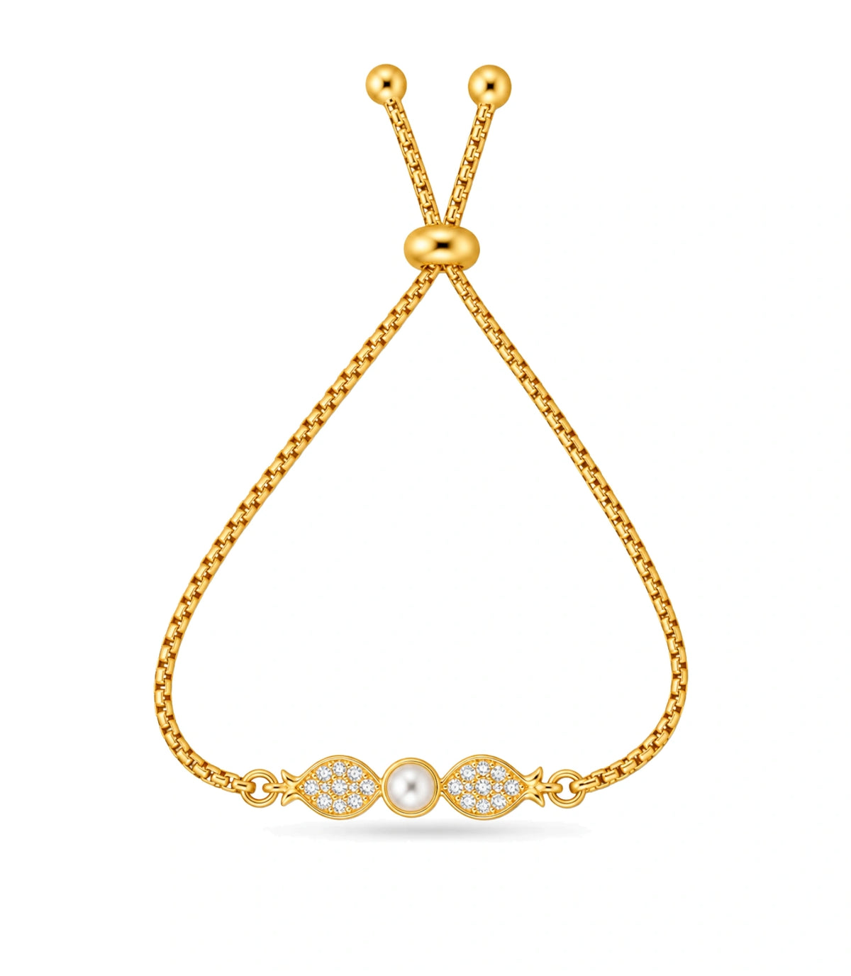 Gold Plated Pearl Charming Bolo Bracelet