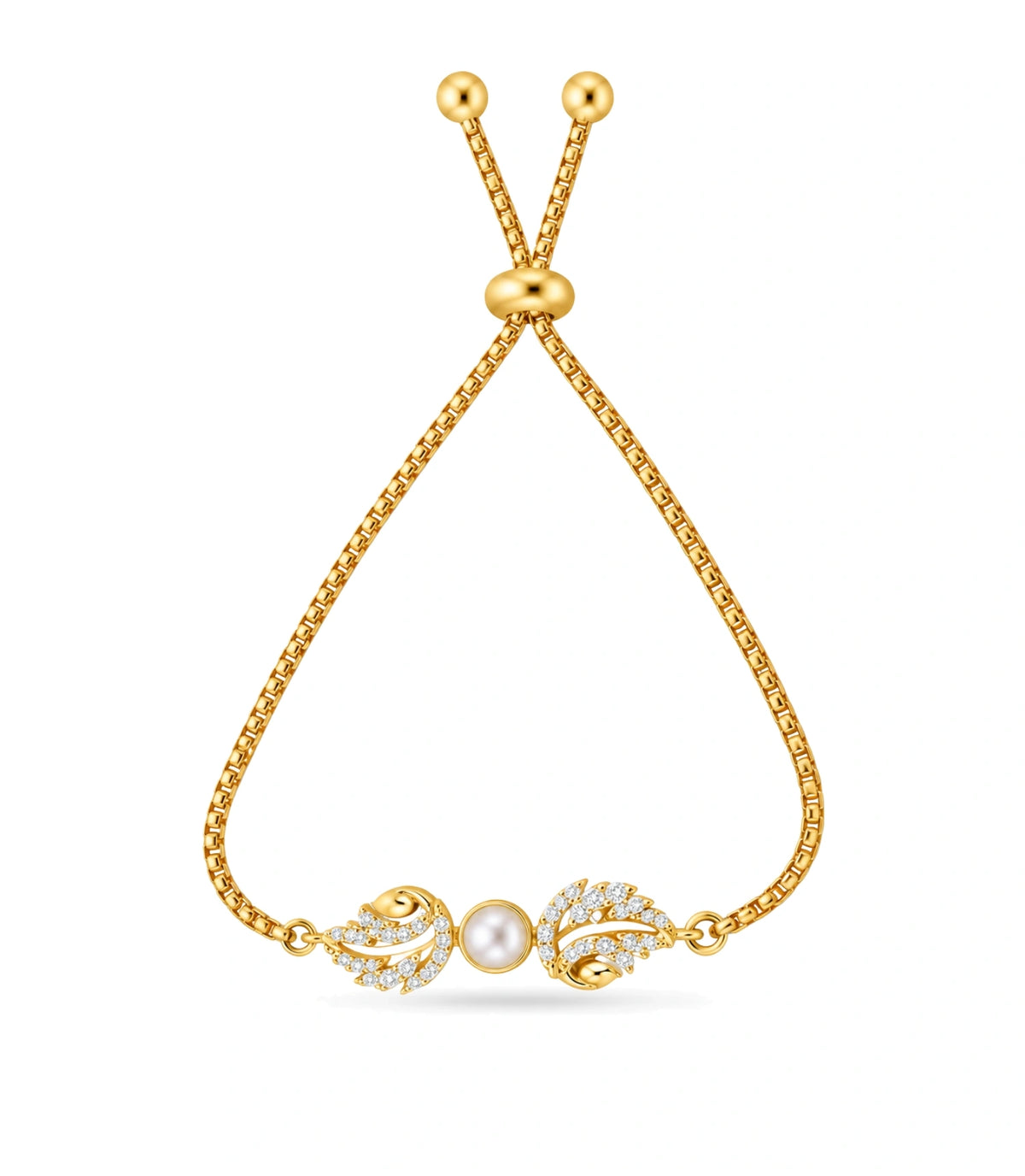 Gold Plated Pearl Feminine Bolo Bracelet