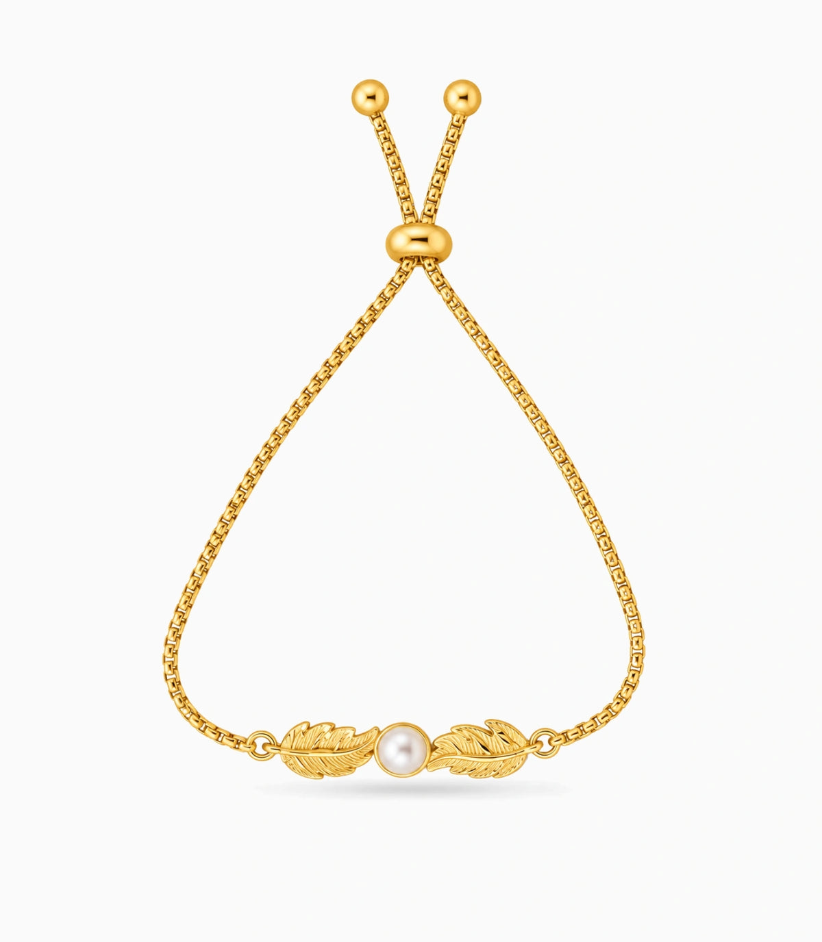 Gold Plated Pearl Lustrous Pearl Bolo Bracelet