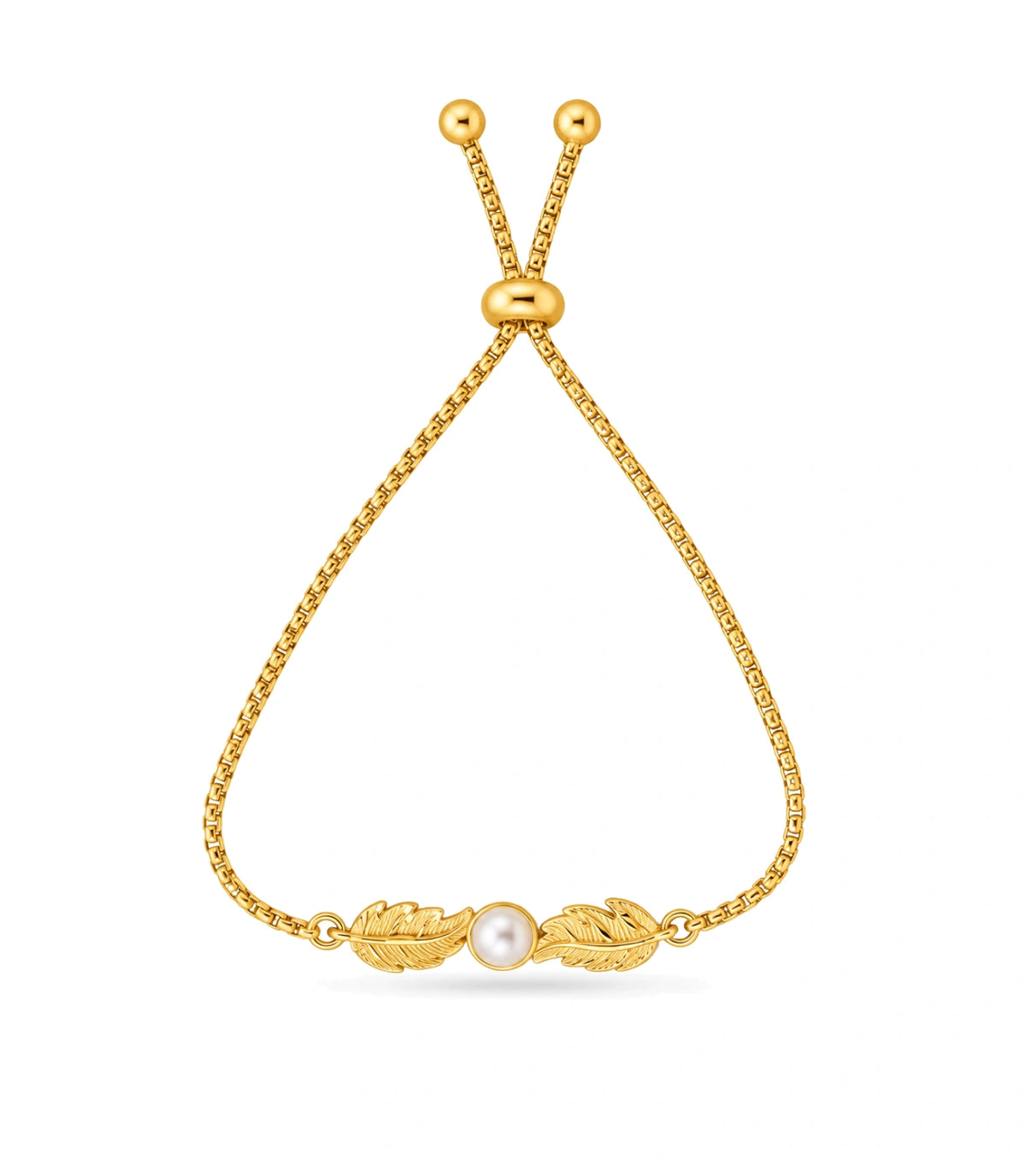Gold Plated Pearl Lustrous Pearl Bolo Bracelet