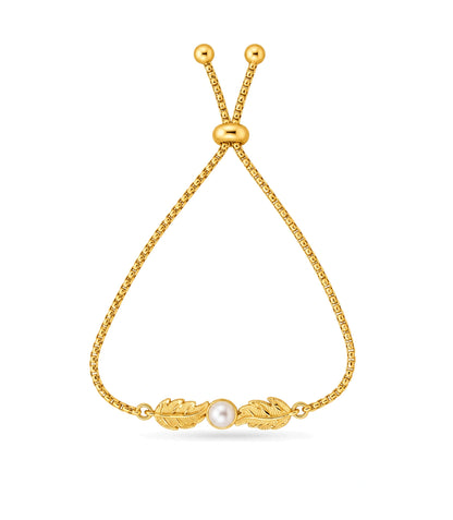 Gold Plated Pearl Lustrous Pearl Bolo Bracelet