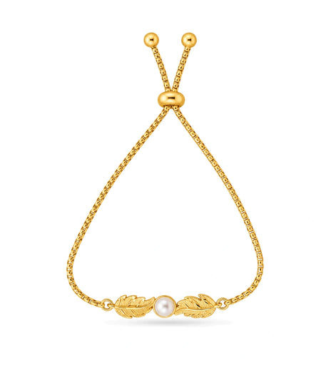 Gold Plated Pearl Lustrous Pearl Bolo Bracelet