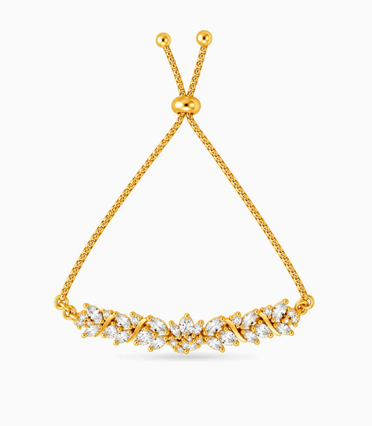 Gold Plated Crystal AD Bolo Bracelet