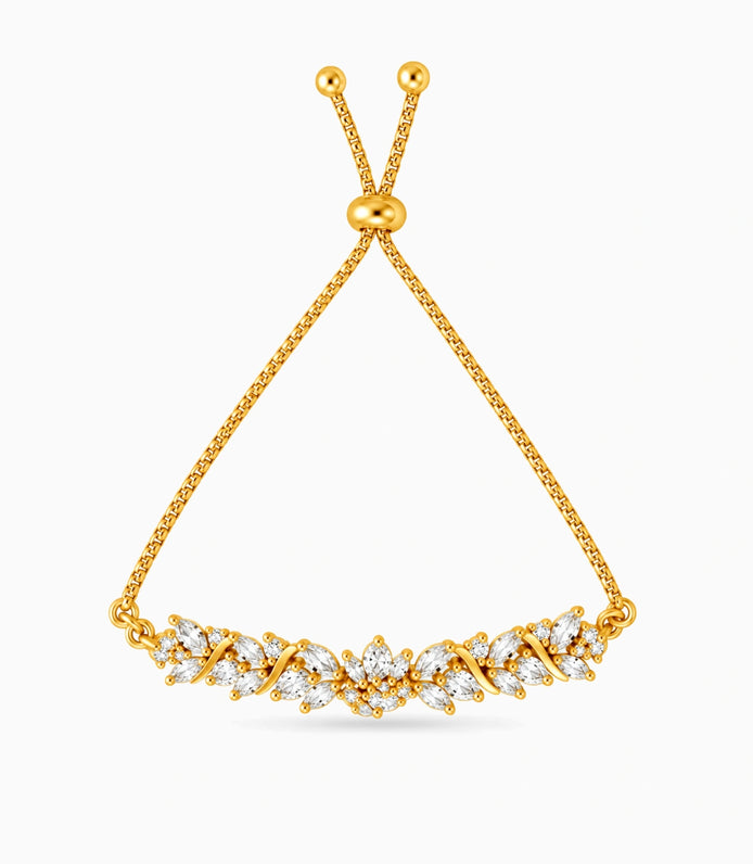 Gold Plated Crystal AD Bolo Bracelet