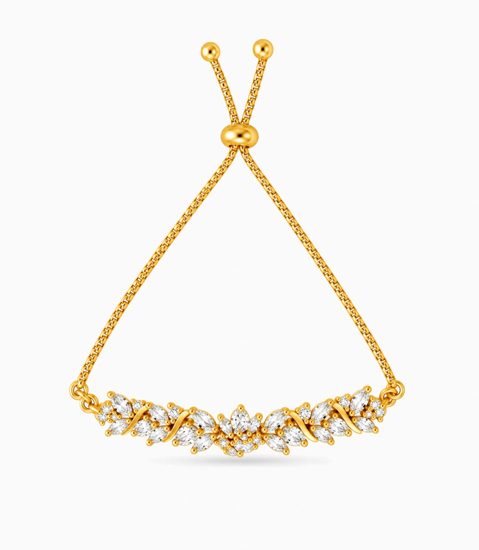 Gold Plated Crystal AD Bolo Bracelet