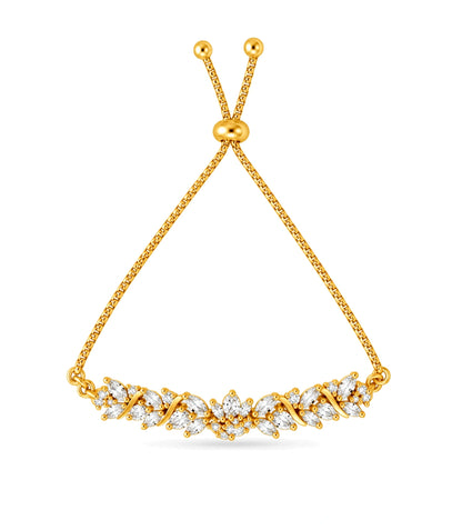 Gold Plated Crystal AD Bolo Bracelet