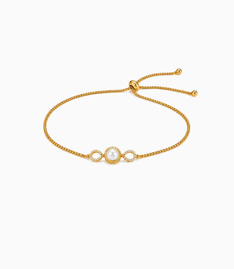 Gold Plated Center Pearl Bolo Bracelet