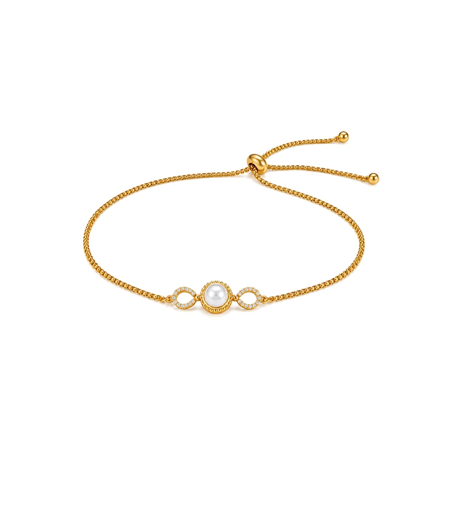 Gold Plated Center Pearl Bolo Bracelet