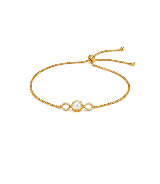 Gold Plated Center Pearl Bolo Bracelet