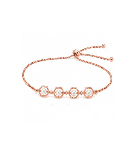 Rose Gold Plated Pearl Bolo Bracelet