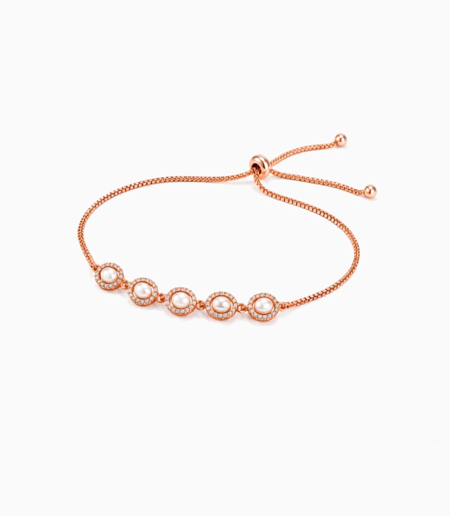 Rose Gold Plated Oval Pearl Bolo Bracelet