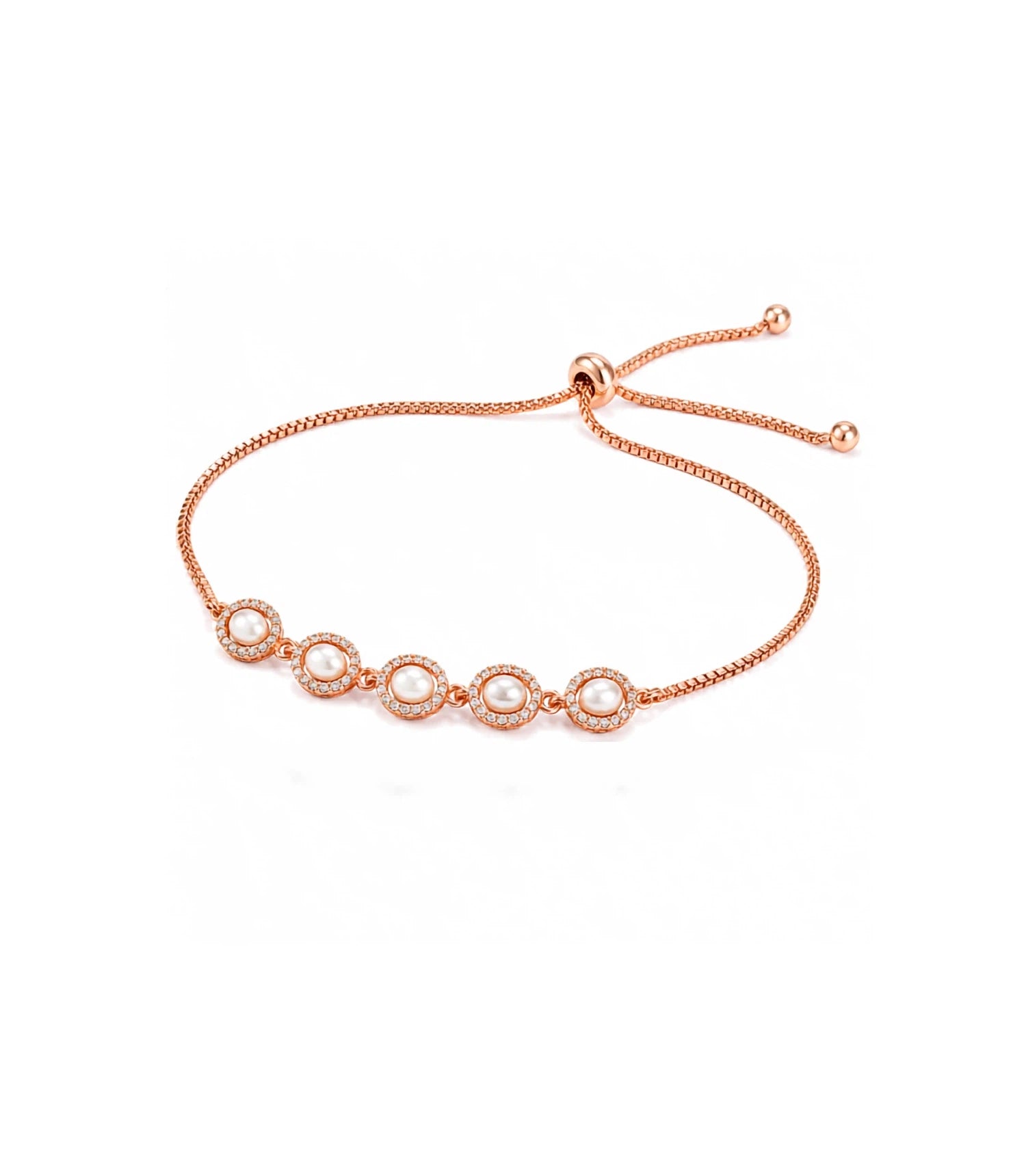Rose Gold Plated Oval Pearl Bolo Bracelet