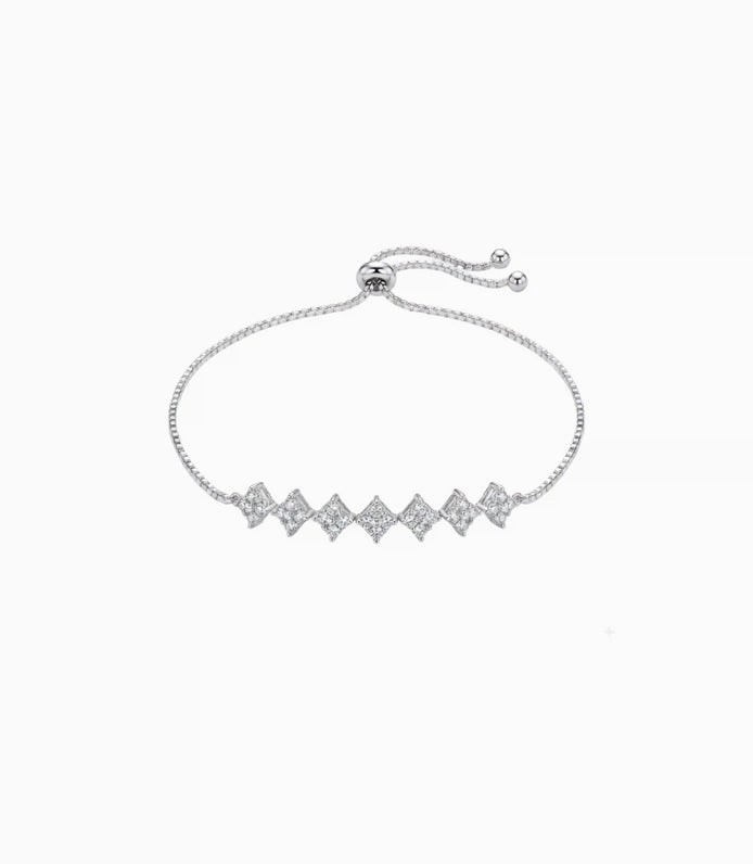 Rhodium Plated Elegant Bolo Bracelet