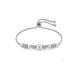 Rhodium Plated Pearl-Floral Cluster Bolo Bracelet