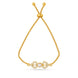 Gold Plated Pearl Dual Heart AD Bolo Bracelet