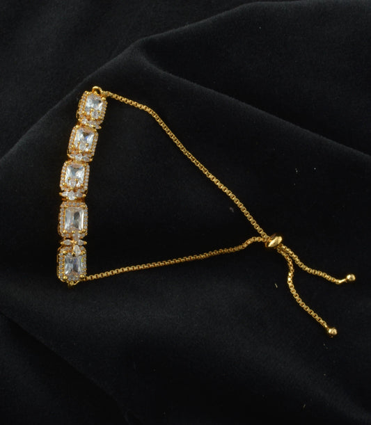 Gold Plated Cushion AD Bolo Bracelet