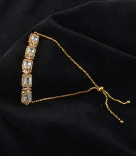 Gold Plated Cushion AD Bolo Bracelet