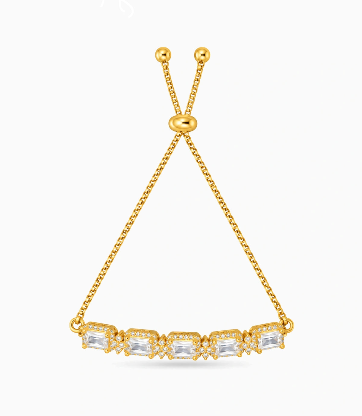 Gold Plated Cushion AD Bolo Bracelet