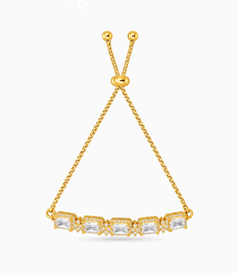 Gold Plated Cushion AD Bolo Bracelet