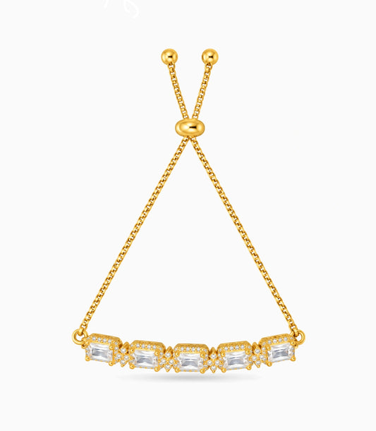 Gold Plated Cushion AD Bolo Bracelet