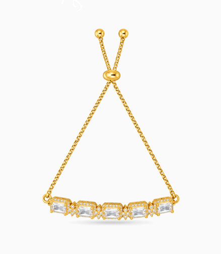 Gold Plated Cushion AD Bolo Bracelet