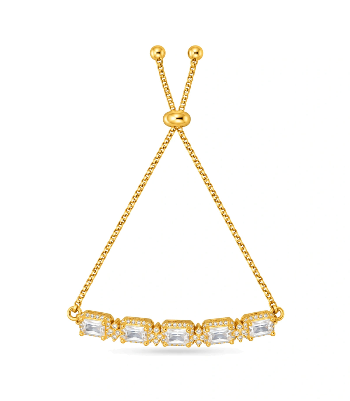 Gold Plated Cushion AD Bolo Bracelet