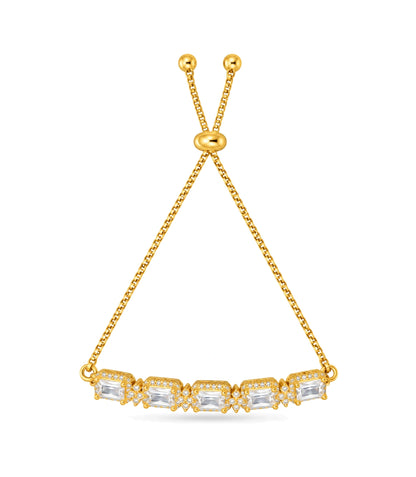 Gold Plated Cushion AD Bolo Bracelet