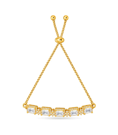 Gold Plated Cushion AD Bolo Bracelet
