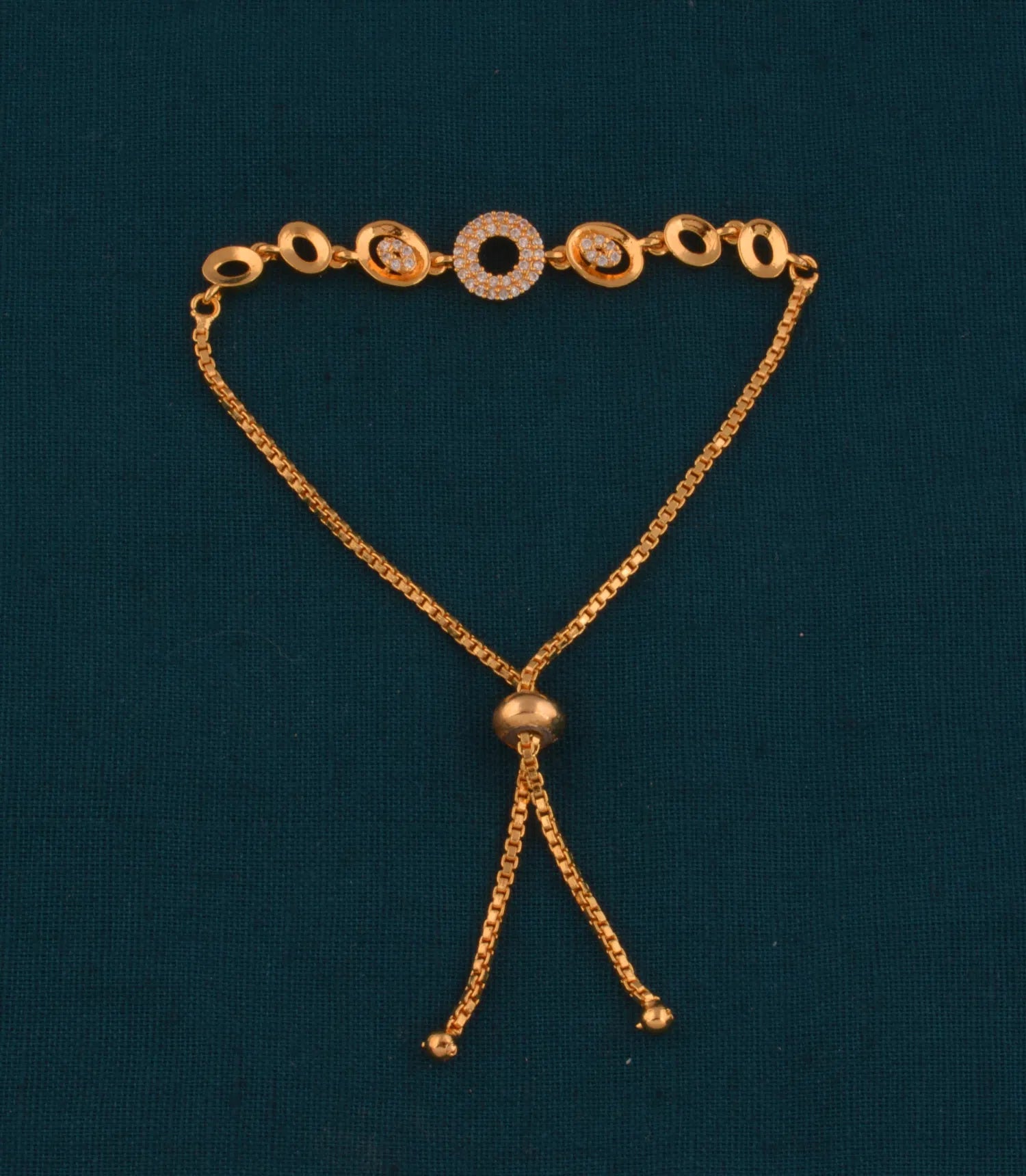 Gold Plated Contemporary AD Bolo Bracelet