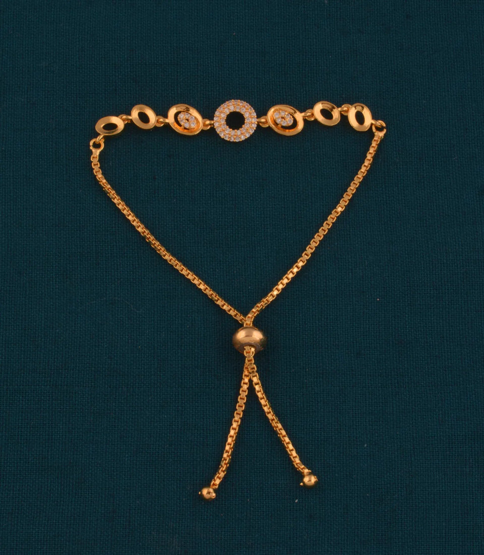 Gold Plated Contemporary AD Bolo Bracelet