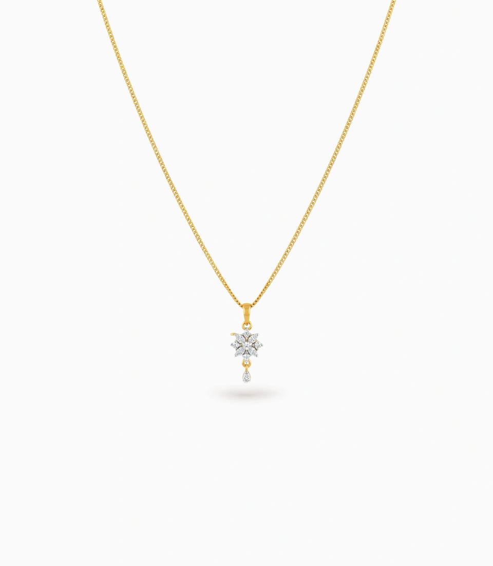 Gold Plated Office Wear CZ Chain & Pendant