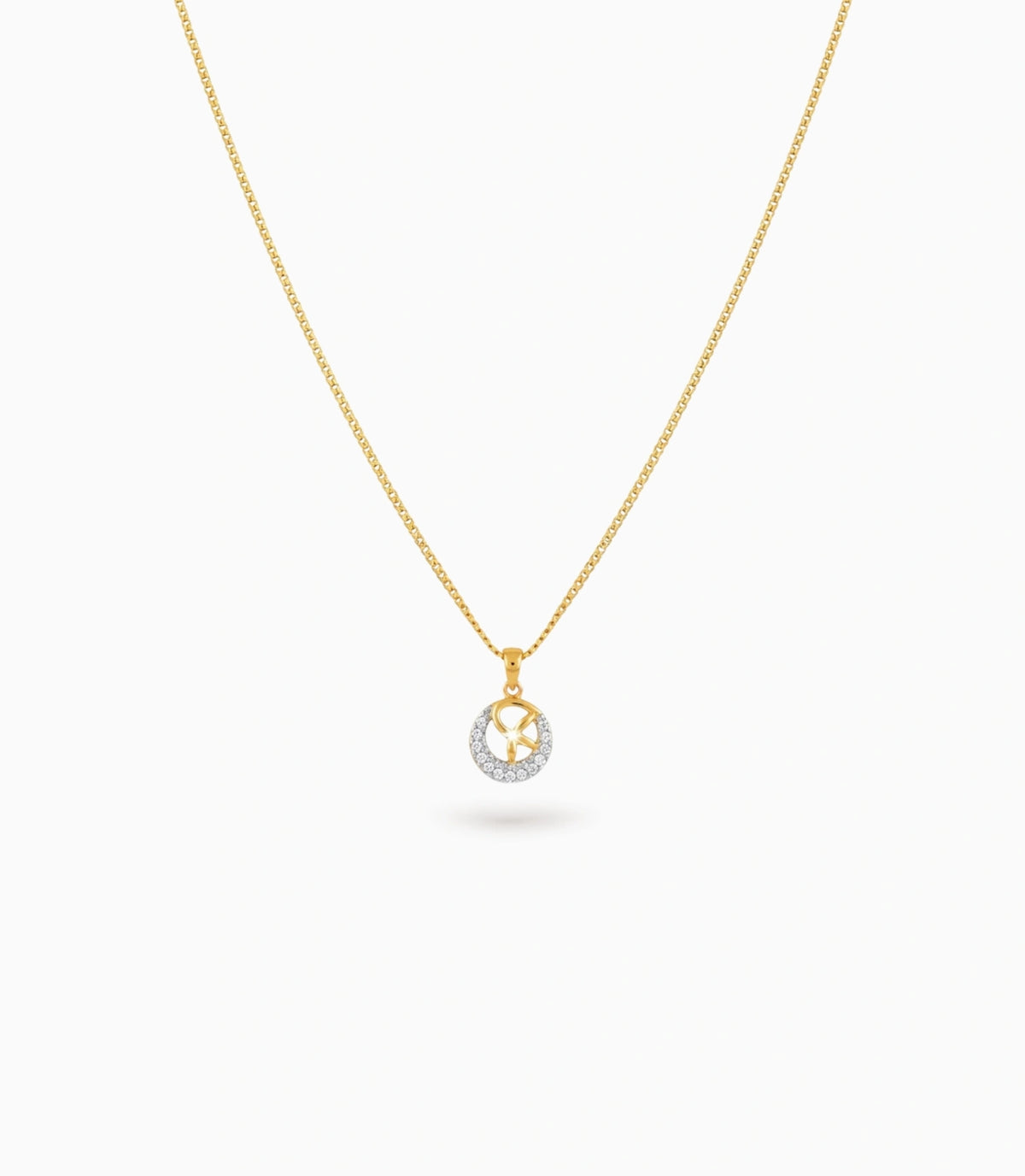 Gold Plated Round CZ Chain & Pendant