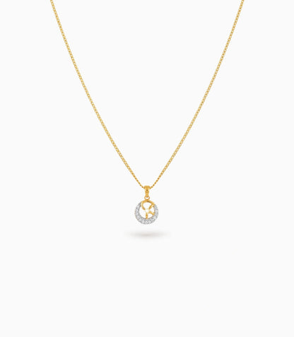 Gold Plated Round CZ Chain & Pendant