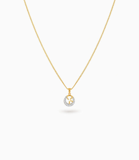 Gold Plated Round CZ Chain & Pendant