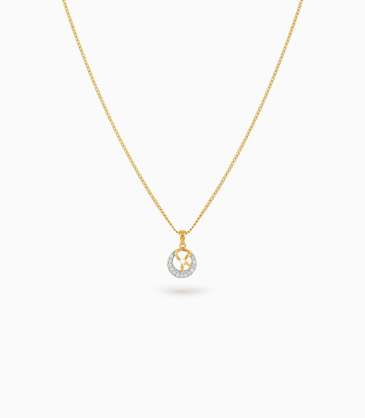 Gold Plated Round CZ Chain & Pendant